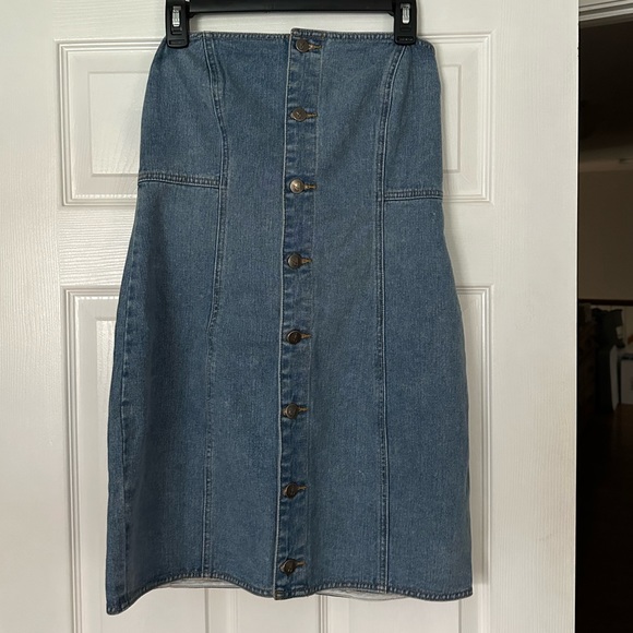 NWT MINKPINK Easy Does It Light Wash Denim Strapless Mini Dress - Picture 5 of 7